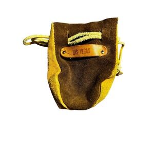 Vintage Las‎ Vegas Leather Suede Coin Token Money Bag